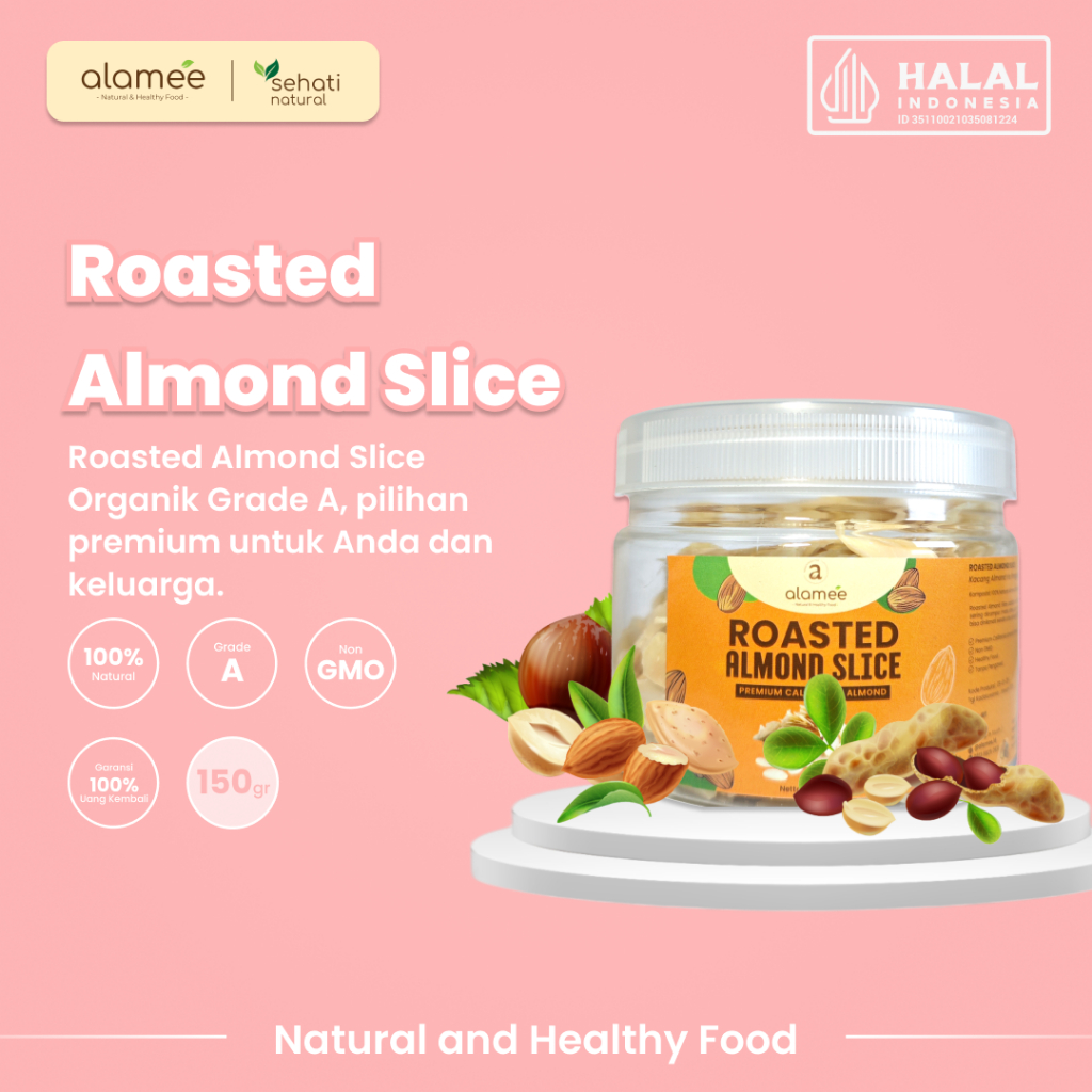 

ALAMEE Roasted Almond Sliced Almon Slice irisan panggang Kacang Almond Pacang Slice 150gr