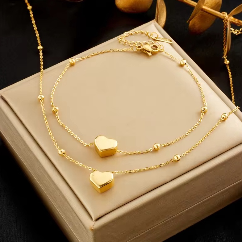 Terlaris Queen Salfa  Satu Set Perhiasan Kalung dan Gelang Wanita Emas Asli Titanium Rantai Jedar Lo