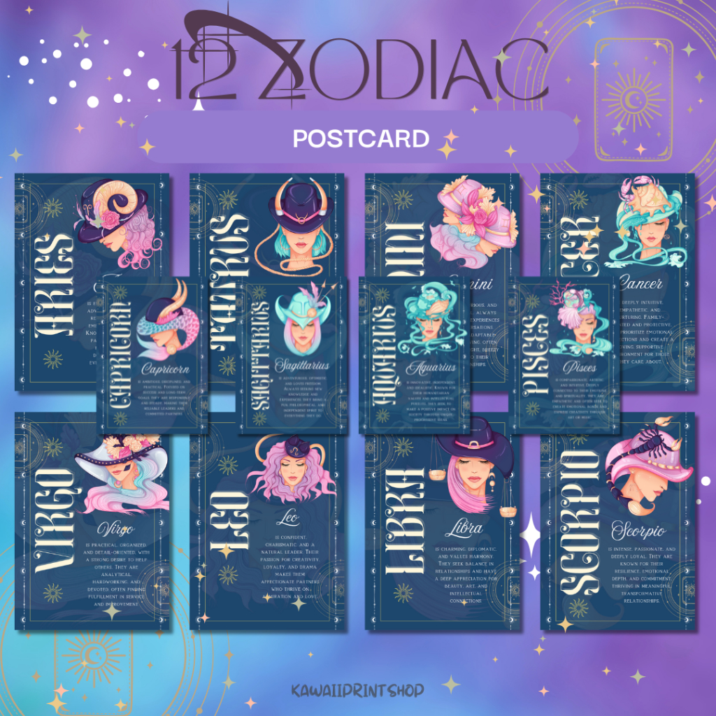 

Zodiac Horoscope Postcard Postcrossing | Kartupos Zodiak Ilustrasi Gambar Horoscope | Kartu Pos Bintang Leo Aries Aquarius Sagitarius Pisces Tarus Virgo Gemini Cancer Libra Scorpio Capricorn | Astrology Posrcard