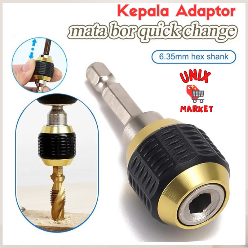 Adaptor Mata Bor Quick Change Heksagonal Kepala Adaptor Mata Bor Kepala Bor Tanpa Kunci Dril Chuck K