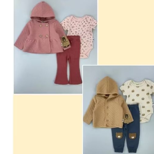 READY & SALE Size 3m  Rabbit and Bear ~ Set 3in1 (Jacket+Celana+Jumper)