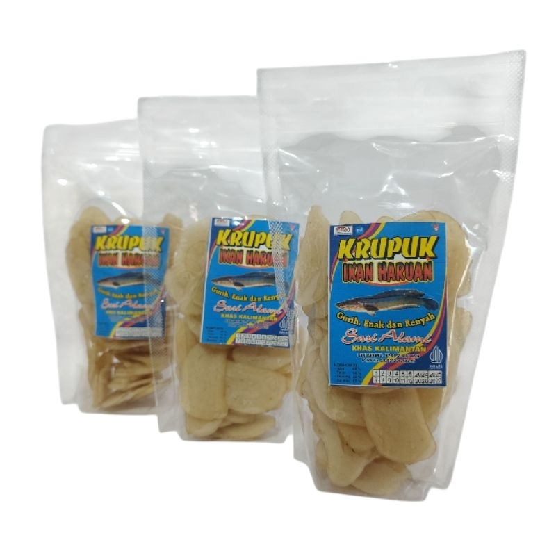 

Krupuk Ikan Haruan Sari Alami Kemasan Standing Pouch Kecil