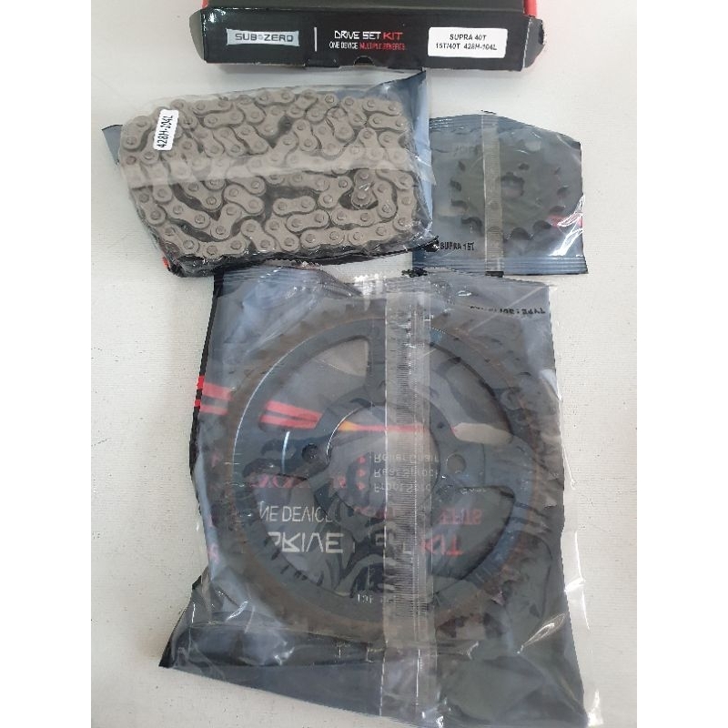 GEAR SET / GIR PAKET SUPRA SUPRA X WIN 40T  15T 428H 104L SEPUH BIRU MEREK SUBZERO SHORYUKEN