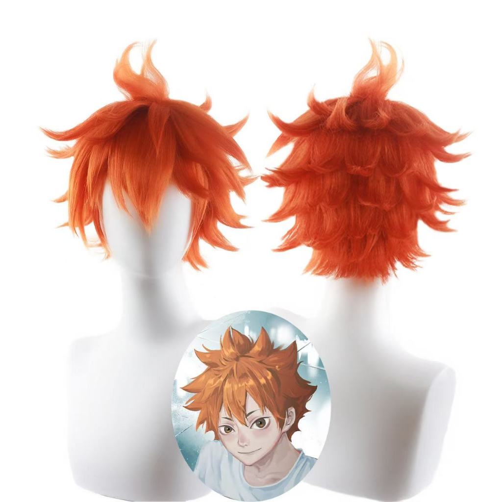Volleyball youth Hinata Shoyo cosplay wig, orange high-temperature silk anti curling wig