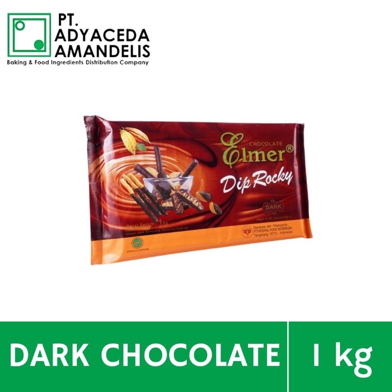 

ELMER DIP ROCKY 1kg / DARK COMPOUND CHOCOLATE DIPPING / COKELAT CELUP / COKLAT UNTUK COOKIE 1000 gr kg