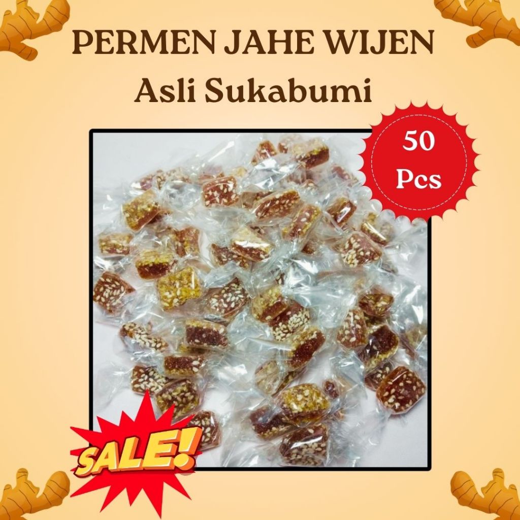 

Cemilan Permen Jahe Wijen Kemasan Ekonomis isi 50 pcs