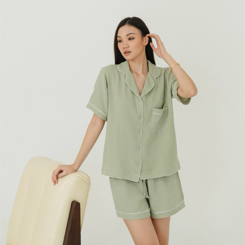 OSEYO - Mou Set Cotton Crinkle Pajamas Baju Tidur
