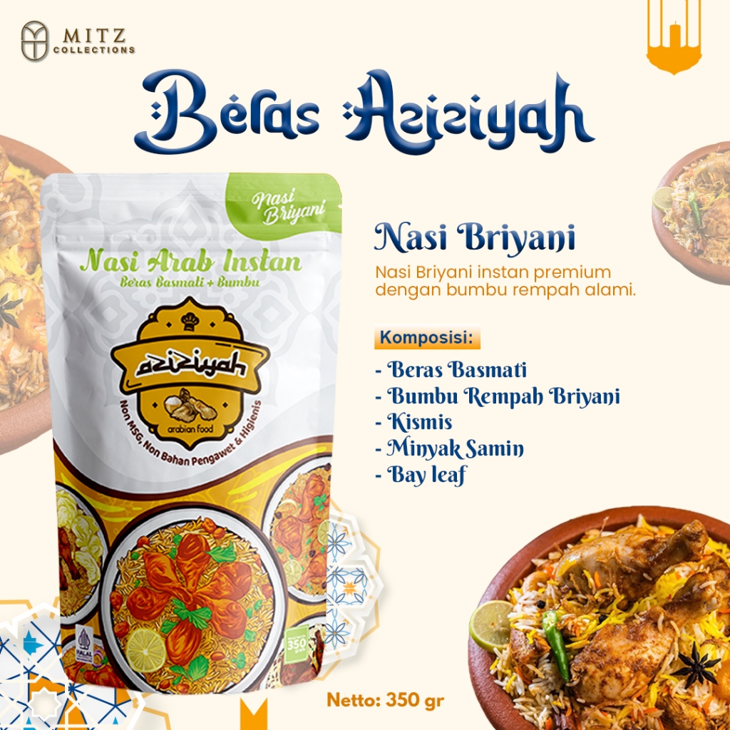 

PORSI MANTAP 6 ORANG!! PREMIUM Nasi Kabsah 300gr Aziziyah Beras Basmati Asli Bumbu Instan Nasi