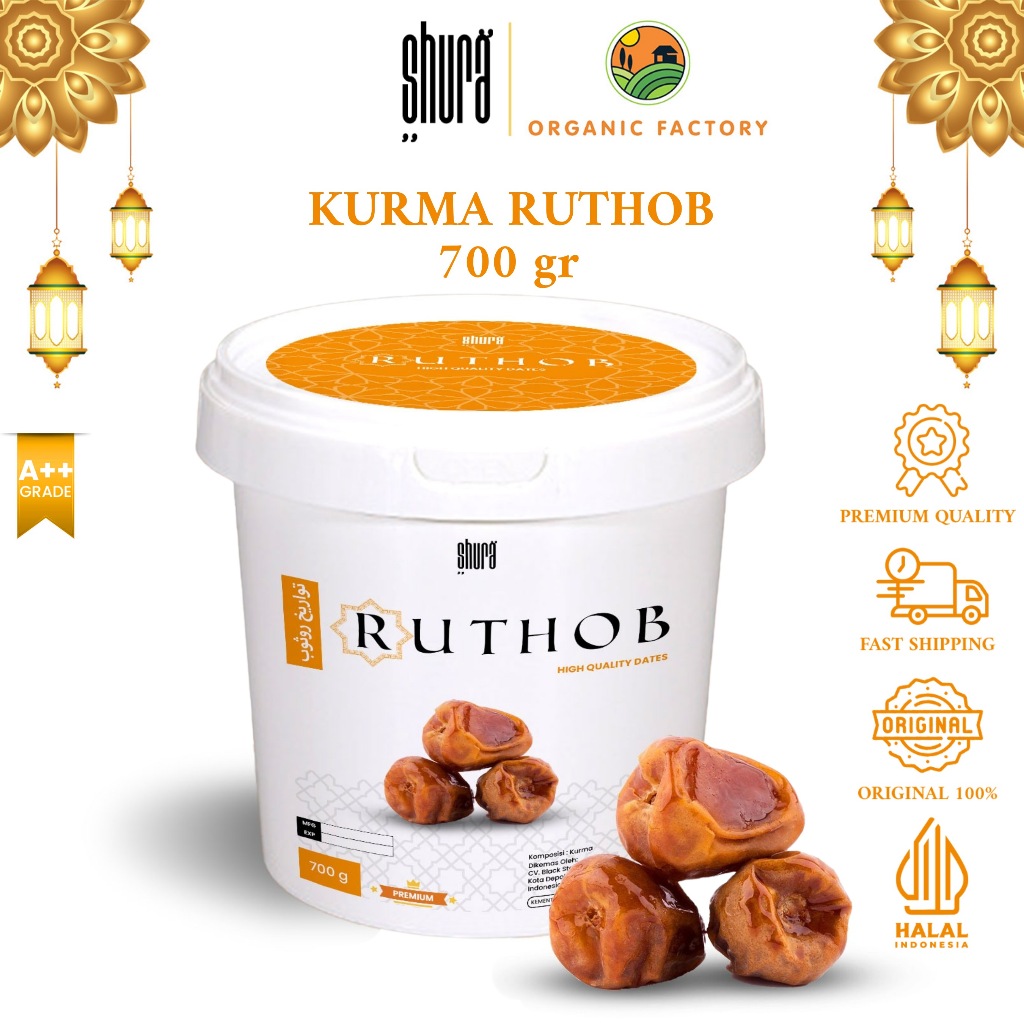 

Shura Kurma Ruthob Kemasan Ember 700gr Kurma Lembut Premium Super Original High Quality