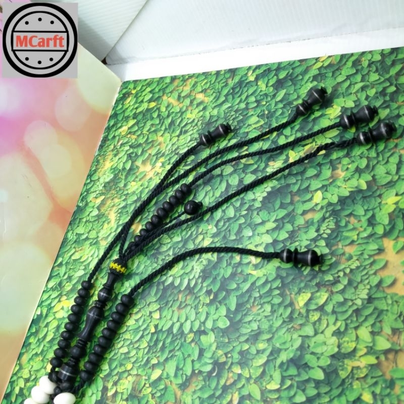 MAHEN CRAFT tasbih Tijani tulang kerbau kombinasi Yuser black full benang rajut C72