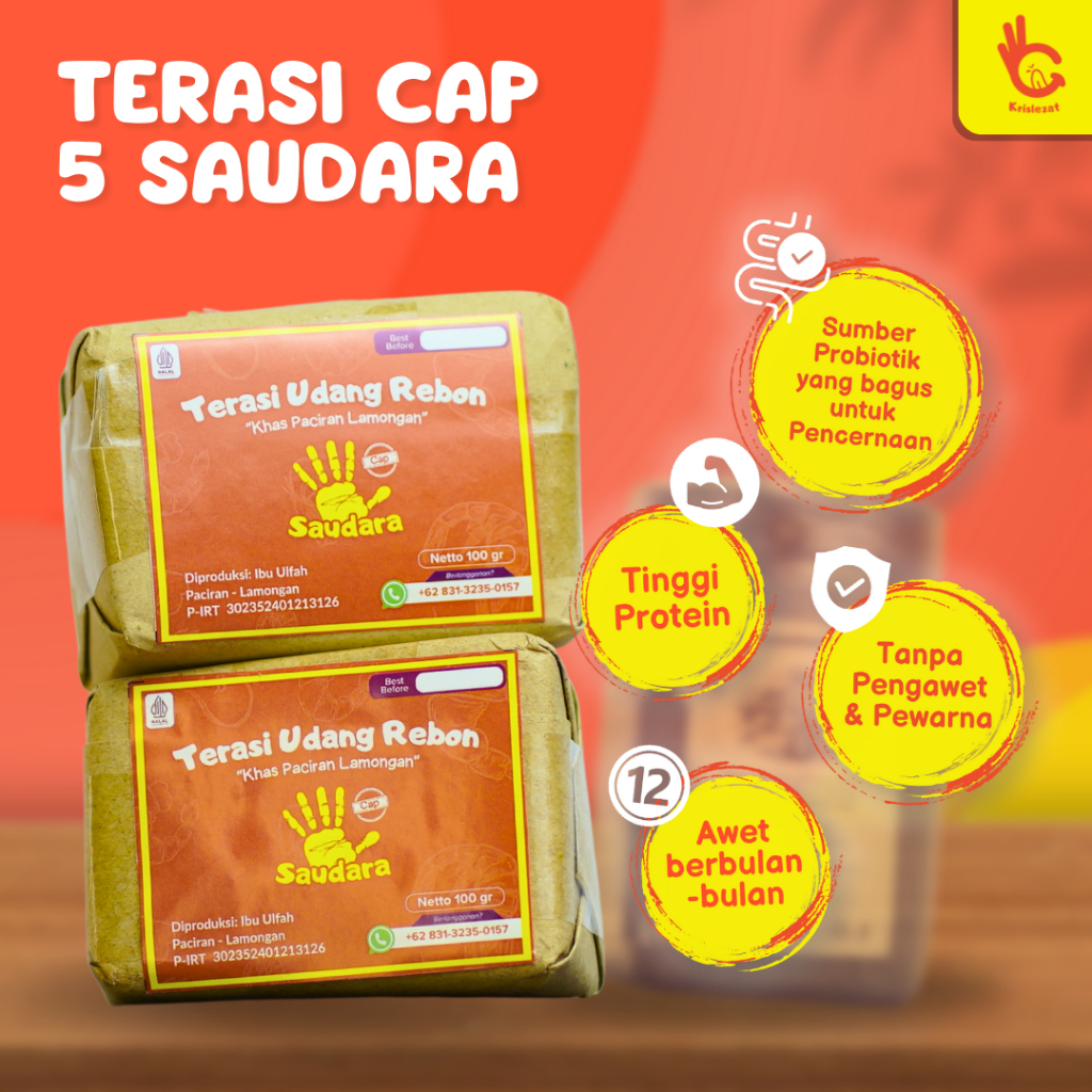 

Cap 5 Saudara - Terasi Udang Rebon Premium Asli Pantura Lamongan, Terasi Ibu Milenial dan Gen Z