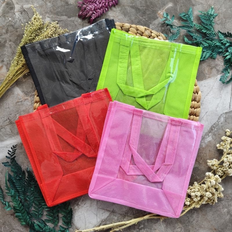 

FARIN - Tas Mika Transparan Mix Warna Ulang Tahun Souvenir Hampers Hajatan Hampers Ultah Goodie Bag Bingkisan 20x10x20