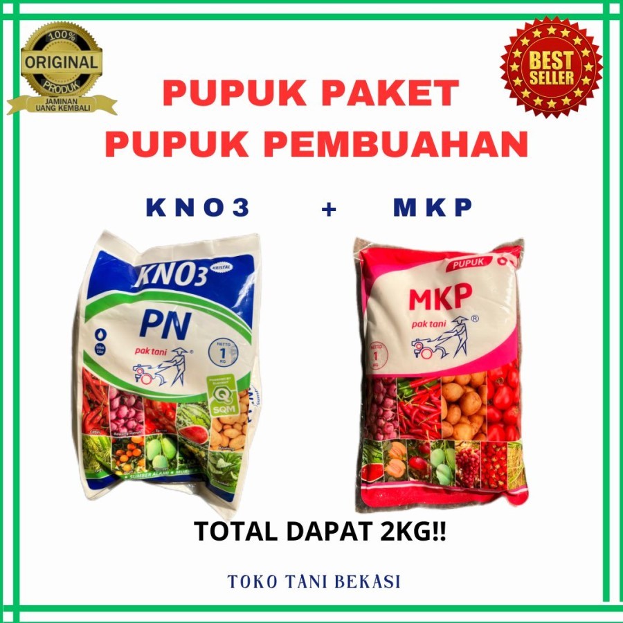 Paket KNO3 dan MKP pupuk untuk tanaman masa pembungaan dan pembuahan kemasan total 2kg