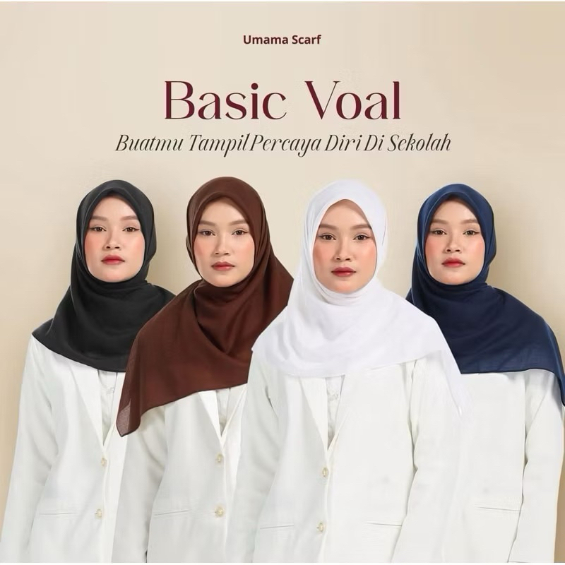 Hijab UMAMA Basic Voal Warna Dasar | UMAMA Warna Sekolah