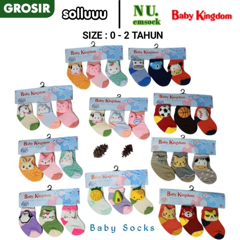 Kaos Kaki Bayi (isi 3 Pasang) kaos kaki bayi boneka 3D / kaos kaki baby 3in 1 motif karakter lucu - 