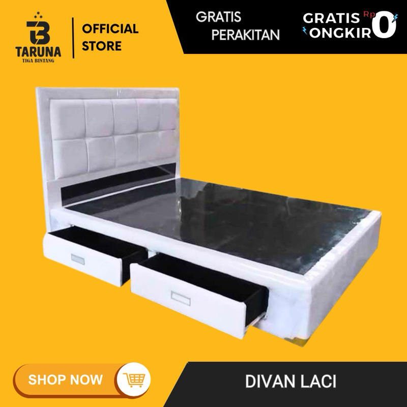 DIVAN PUTIH LACI UKURAN 160*200 RANJANG MINIMALIS RANJANG KAYU