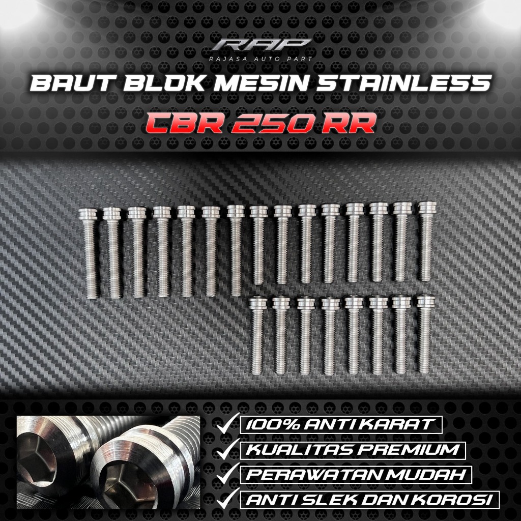 BAUT MESIN HONDA CBR 250 RR STAINLES ANTI KARAT COSTUME MODEL TITANIUM BAUD BLOK MESIN CBR250RR SET