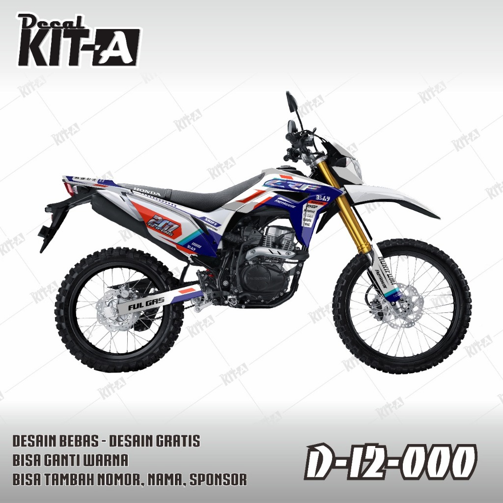 Decal CRF Sticker Striping Stiker CRf 150L Motif rancing tosca putih kombinasi oren