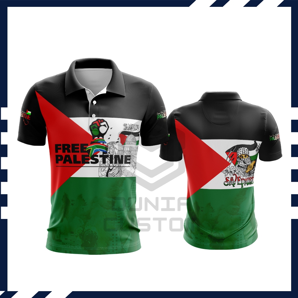 Kaos Polo Palestina / Baju Jersey Free Palestine Fullprint / Baju Kaos Pria Save Palestine