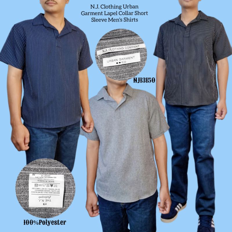 N.J Clothing Urban Garment Lapel Collar Short Sleeve Men's Shirt NJI3150