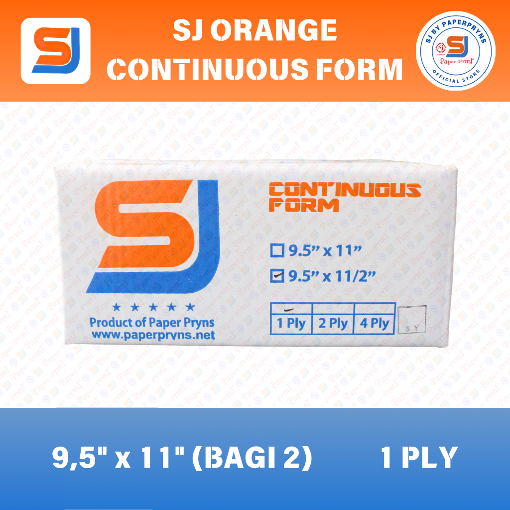 

SJ ORANGE Continuous Form 9,5" × 11/2" (BAGI 2) - 1 PLY - HVS Sheets