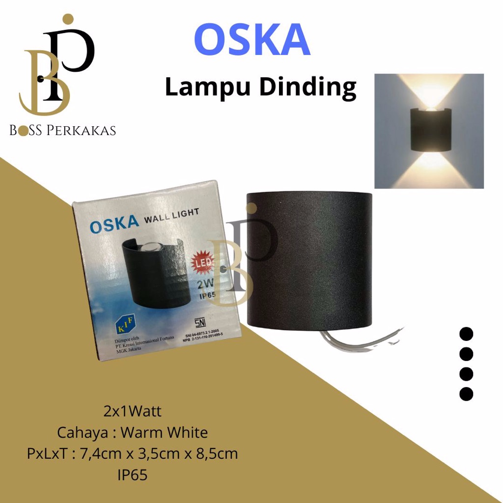 Lampu Dinding 2 Arah Outdoor 2x1Watt Oska // Lampu Outdoor Dinding 2 Arah Oska