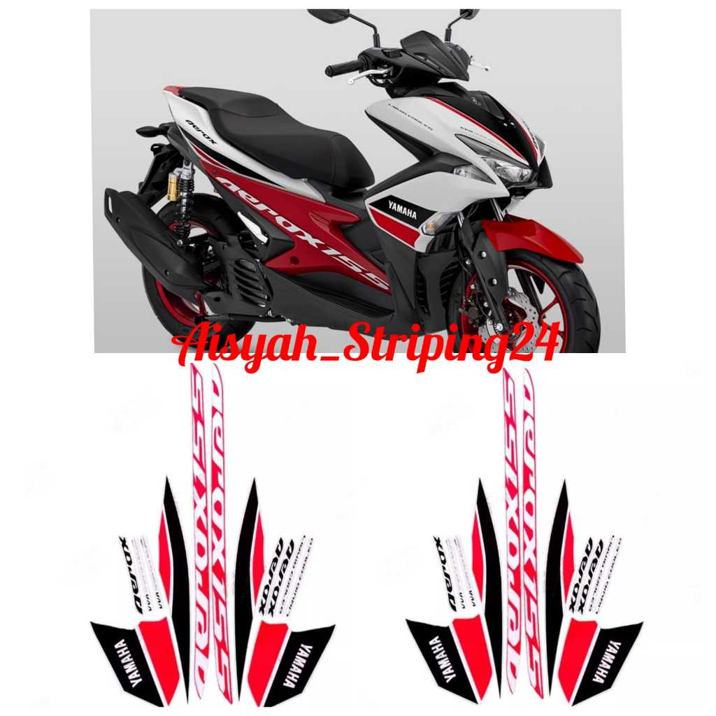 STIKER STRIPING LIS LES POLET BODY MOTOR YAMAHA AEROX 155 VVA 2020 WARNA PUTIH MERAH