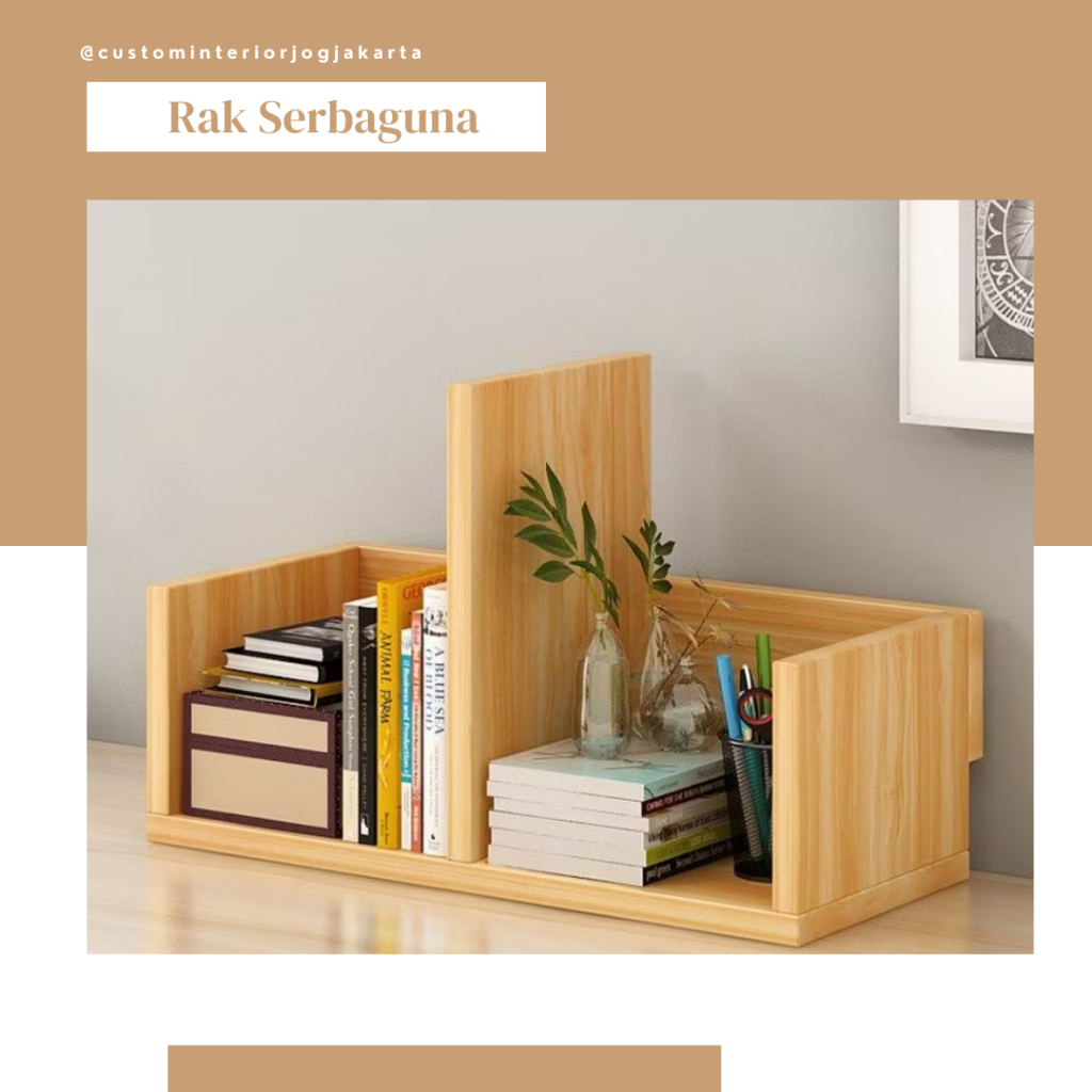 Rak Kayu Serbaguna / Rak Buku / Rak Penyimpanan Berkas / Rak Meja Belajar