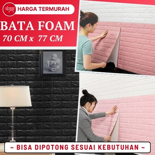 Walfoam Dinding 3D Foam Batu Bata Sticker Dinding Kamar Minimalis Foam Bata Warna  Hitam Coklat Biru