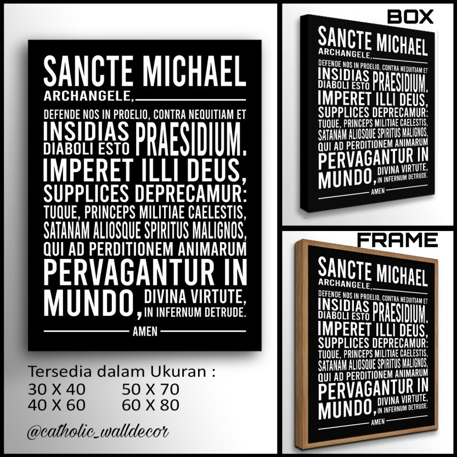 Hiasan dinding Katolik doa St.Michael Latin santo mikael 30x40cm