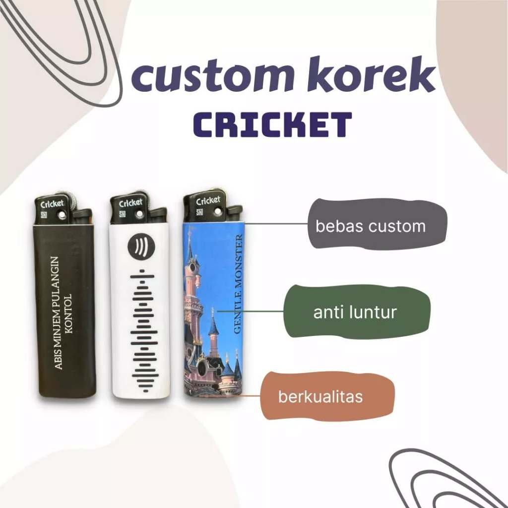 KOREK CRICKET CUSTOM FOTO GAMBAR BEBAS  / KOREK API UNIK / KOREK API CUSTOM / KOREK GAS CUSTOM FOTO
