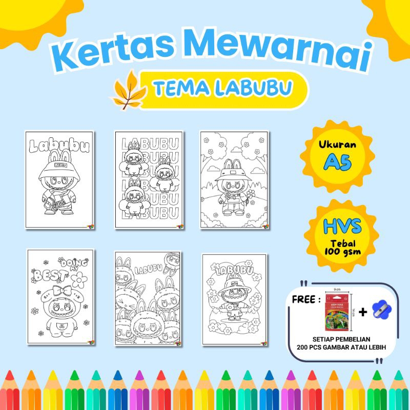 

Kertas Mewarnai Labubu/Kertas Mewarnai/Kertas Gambar/Kertas Menggambar Anak Paud/Kertas Coloring Book/Kertas Mewarnai/Kertas HVS 100gsm/Kertas Sketsa/Coloring Book Kids/Menggambar Labubu/ Gambar Labubu