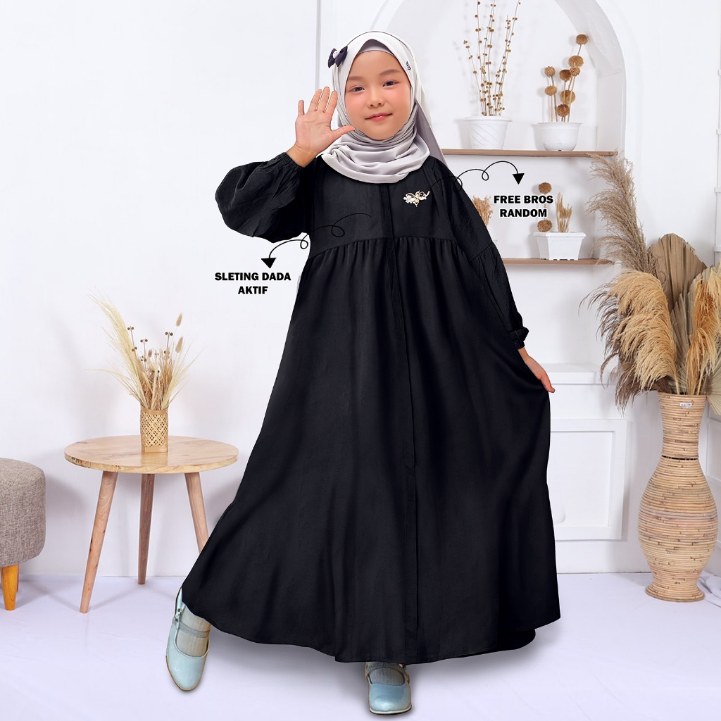 Baju Gamis Zea Isvara Anak Perempuan Polo Linen Bisa Couple Ibu Dan Anak Muslim Dress Cewek Remaja