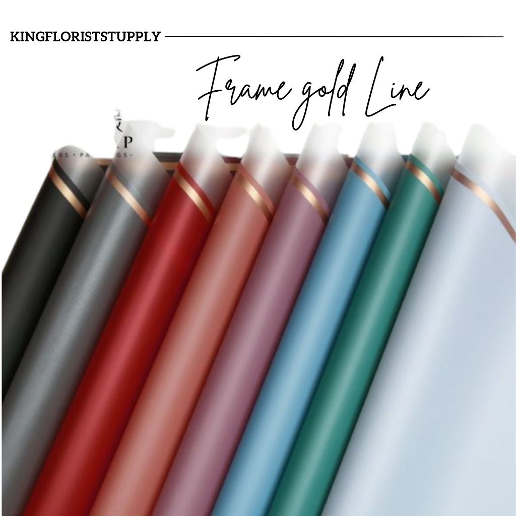 

Kertas Pembungkus Transparent Gold Frame Cellophane Wrapping Paper FRAME GOLD LINE KERTAS LIS EMAS