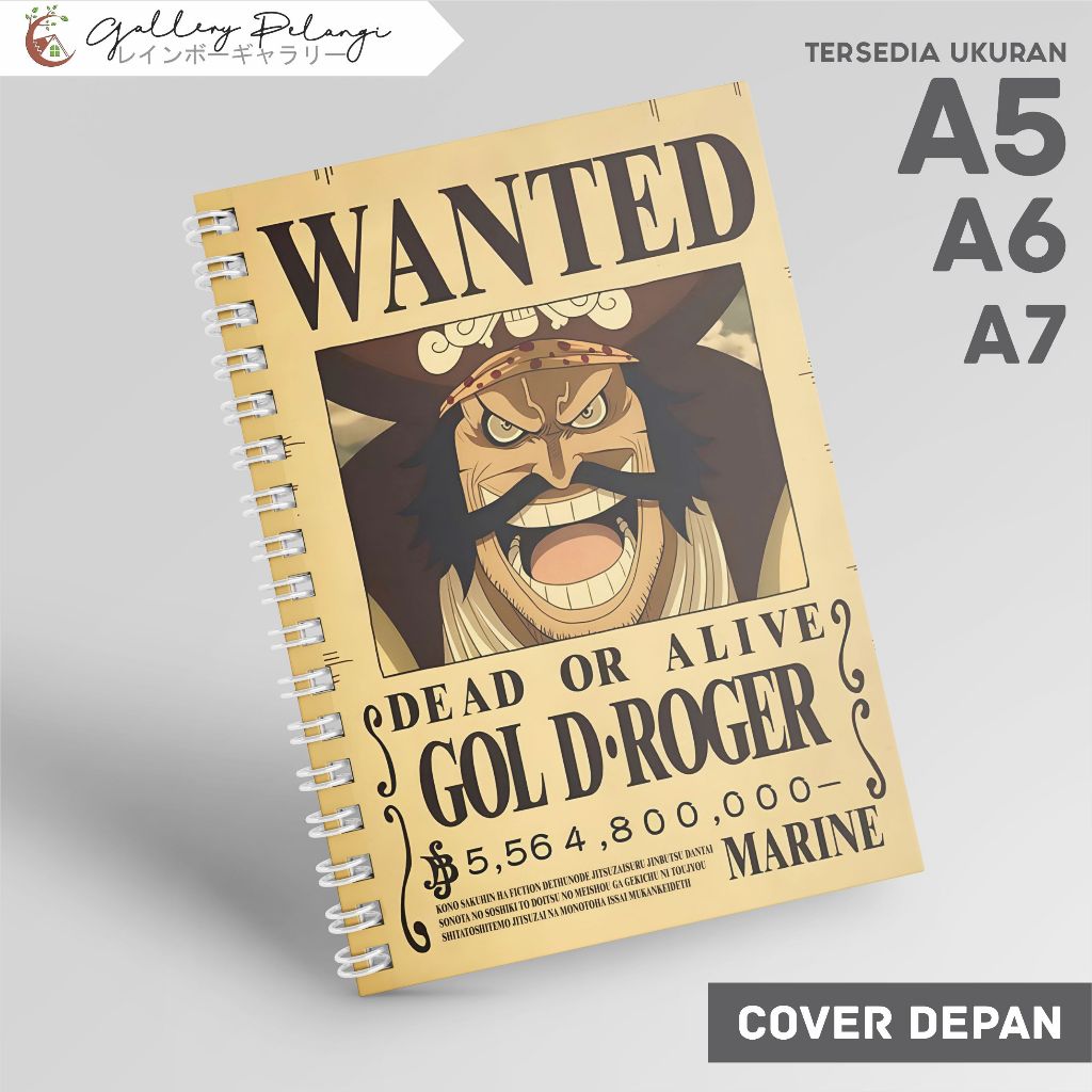 

Notebook Spiral A5 A6 A7 Japan Anime One Piece gol d roger bounty Roger Bounty