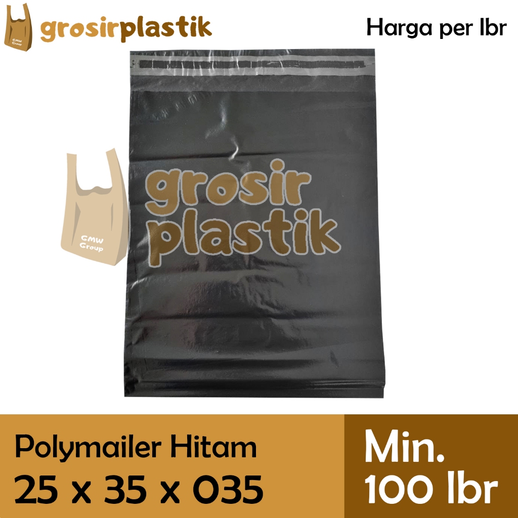 

[LBR] Kantong Plastik Packing Online Polymailer uk 25x35x035 min. 100 lembar Hitam Doff HDPE M134 - Grosir Kantong Plastik