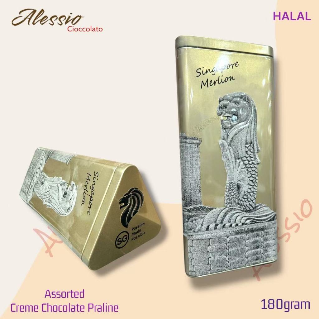 

Cokelat Alessio Kaleng / Alessio Merlion / Cokelat Merlion / Cokelat Kaleng 180gram