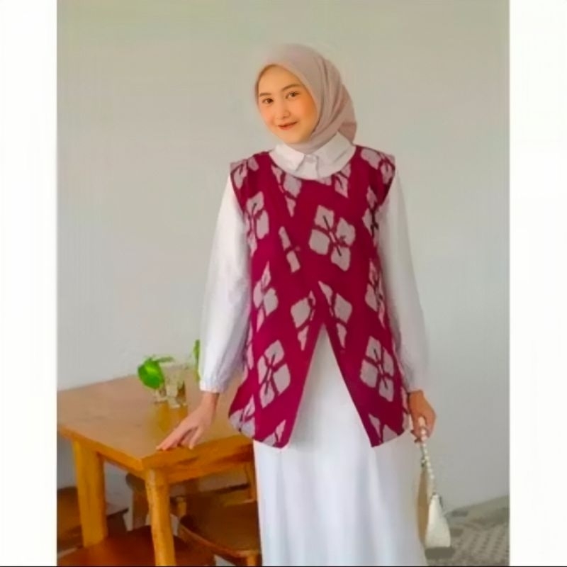 Vest tenun wanita - rompi batik wanita - vest wanita kekinian