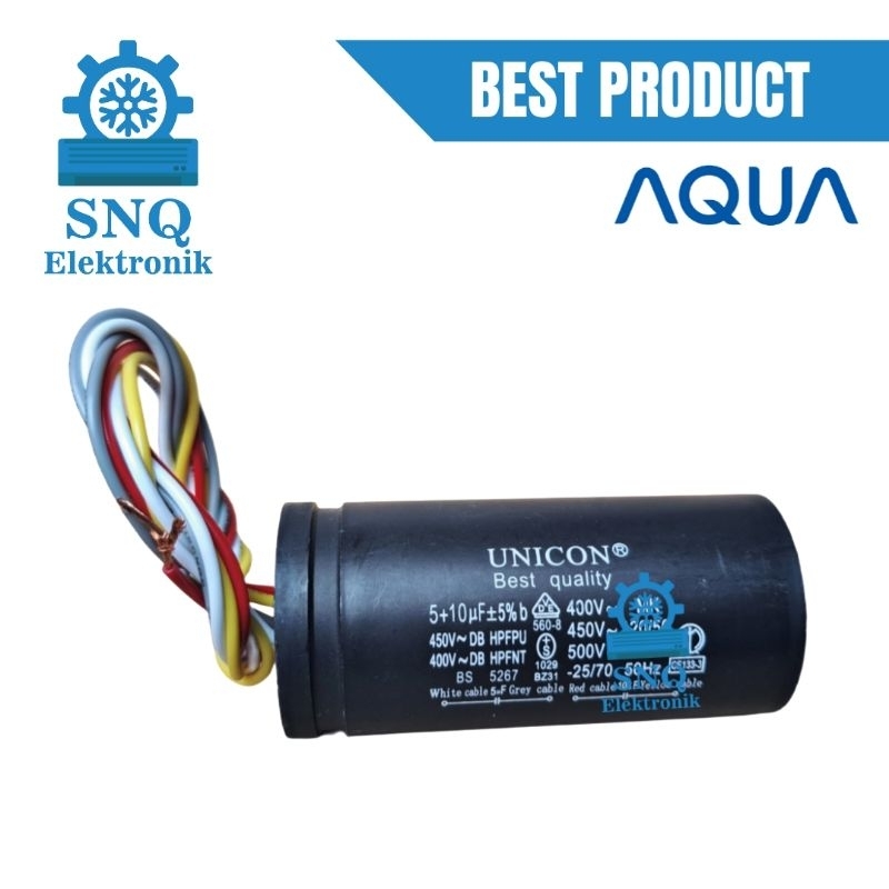 Capasitor mesin cuci AQUA dua tabung - Kapasitor mesin cuci 2 tabung AQUA 7 kg, 9 kg, 10 kg, 14 kg d