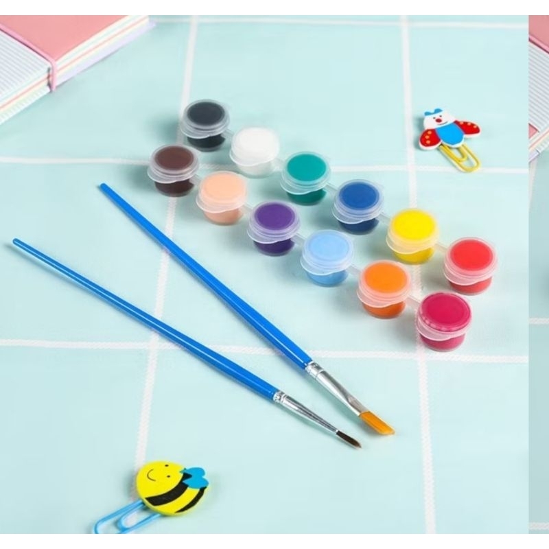 

Best 1 Set Cat Lukis Akrilik Mini Ukuran 3ml Isi 6 Warna 12 Warna Cat Akrilik Kanvas Lukisan palet lukis cat air kuas lukis cat air