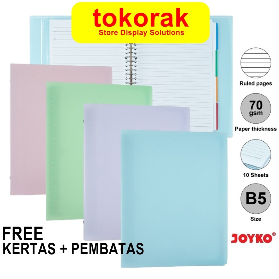 

JOYKO BINDER NOTE B5 PASTEL BUKU TULIS CATATAN BINDER JOYKO B5 FILE KERTAS BINDER LOOSE LEAF B5
