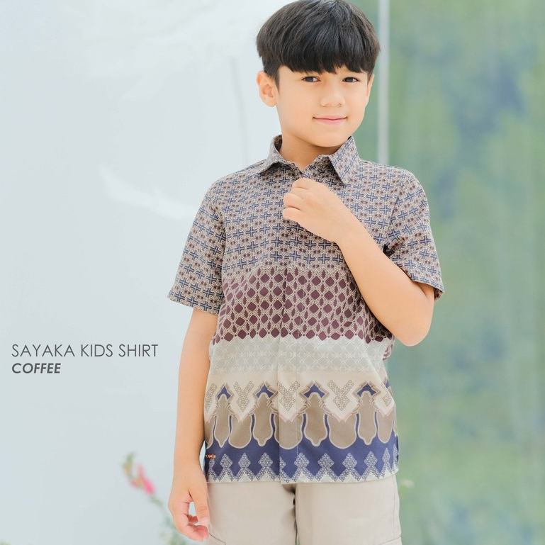 Mayoutfit Sayaka Kids Shirt | Kemeja Koko Anak Laki-Laki Sarimbit Lebaran Kondangan Peony Series