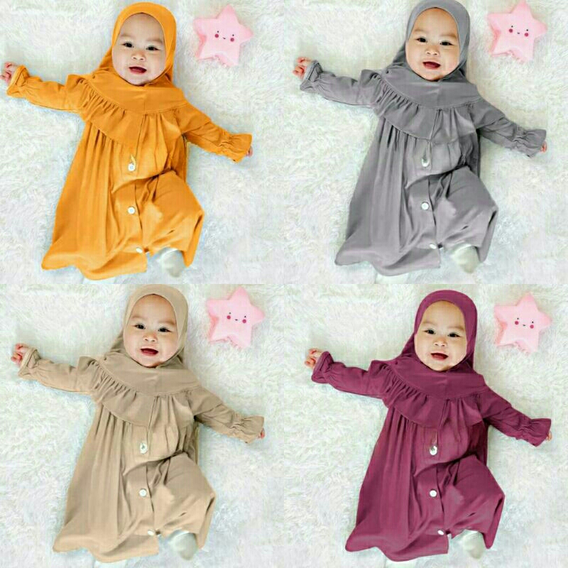 Najah Gamis bayi perempuan newborn BiLqiS 0-6 bulan 6-12 bulan 12-18 bulan