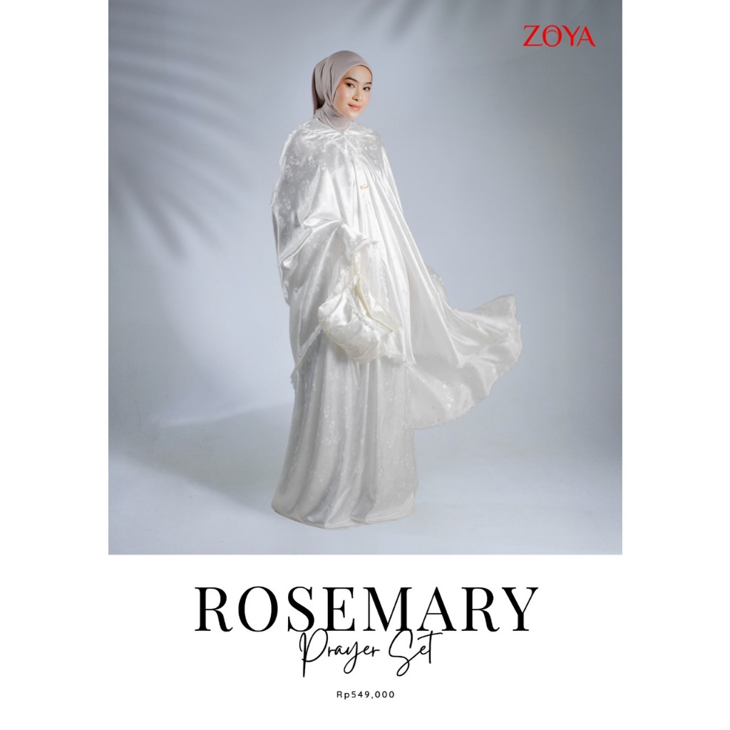Zoya ROSEMARY Prayer Set - Mukena Dewasa Motif - Bahan Satin Jacquard Emboss