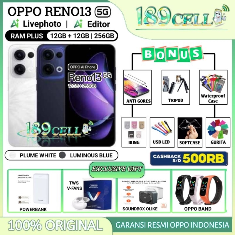 OPPO RENO13 5G RAM 12/256 GB | OPPO RENO 13 5G RAM 12/256 GB GARANSI RESMI OPPO INDONESIA