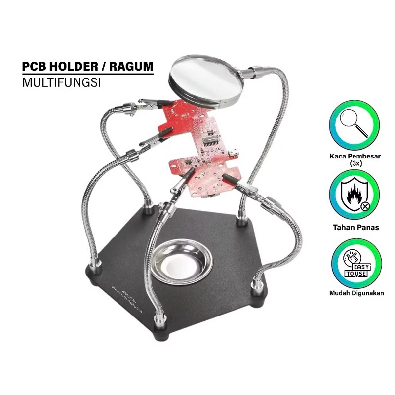 PENJEPIT PCB & KACA PEMBESAR  TE-806 ORIGINAL - PCB HOLDER MULTIFUNGSI - RAGUM JEPIT PCB HOLDER + KA
