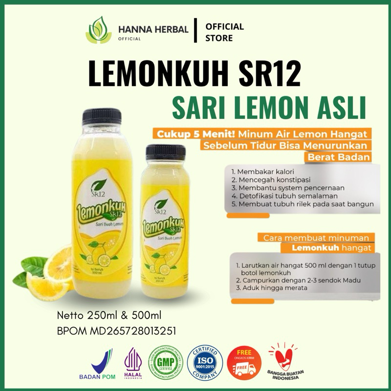 

LEMON SR12 LEMONKUH SR12 SARI LEMON MURNI, ORIGINAL, LEMON UNTUK DIET SEHAT, DIET ALAMI