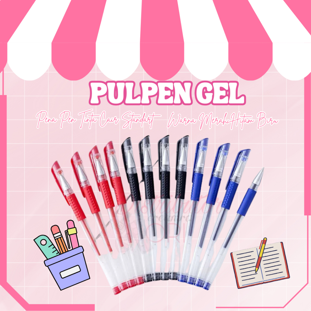 

Pena Pulpen Gel 0,5mm - Gel Ink Pen - Alat Tulis Kantor Sekolah Pena Pen Tinta Cair Standart Warna Merah Hitam Biru