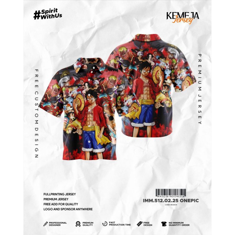 kemeja pria premium-series one piece luffy