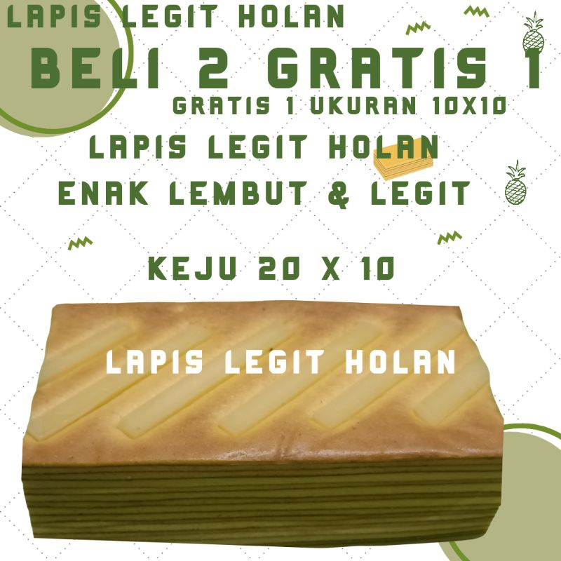 

Lapis Legit Keju 20 x 10 BELI 2 GRATIS 1 Ukuran 10 x 10
